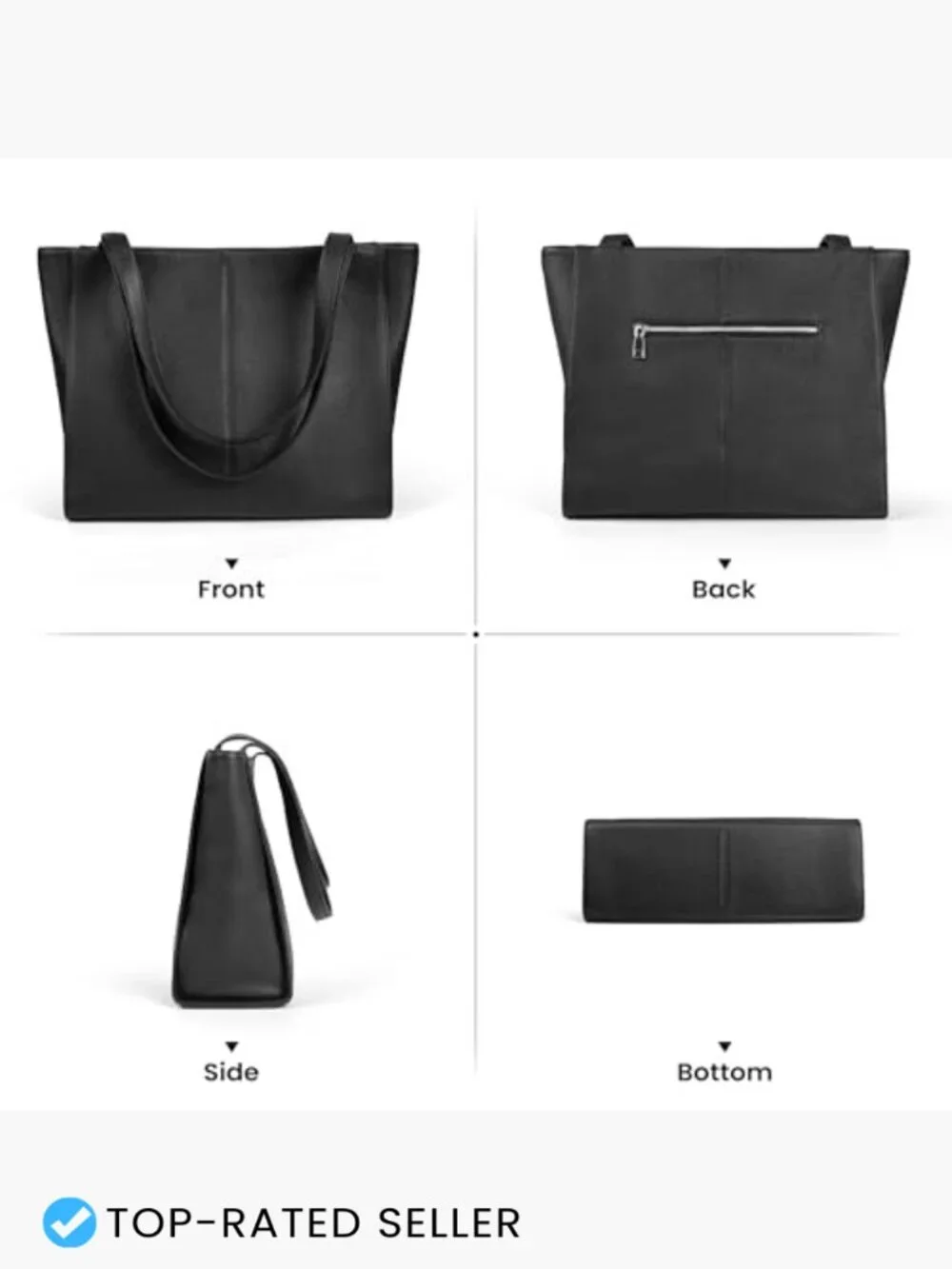 Genuine Leather Tote Bag for Women Work Travel Laptop Purse Handbag Chic